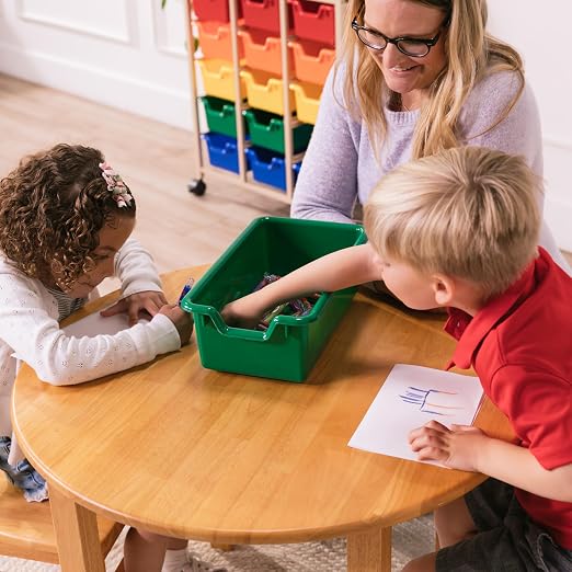 ECR4Kids 15-Bin Mobile Organizer with Shelf, Removable Bins, Sand/Assorted | Durable plastic bins, steel frame, GREENGUARD Gold Certified, 75 lb capacity, rolling casters, craft supplies, classroom/home - Image 8