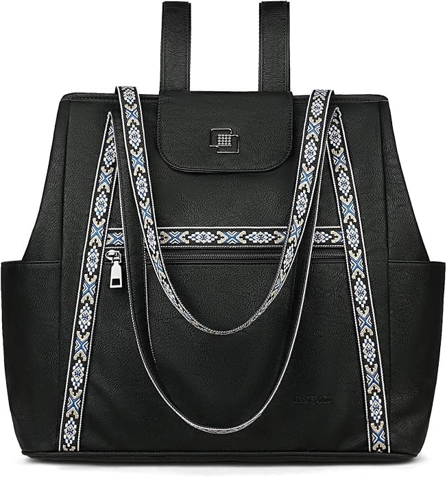 Large Laptop Tote Bag for Women Designer Leather Laptop Bag, 15.6in | Fashion Travel Backpack Purse Shoulder Handbag Fits 15.6 Laptop, Daily, Work, Business Trip, Weekend Travel, Teacher - Image 9