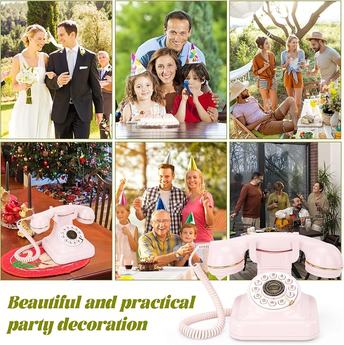 Audio Guest Book Wedding Phone can Record Customized Audio Guest Books for Weddings, banquets and Parties, and it Supports Playing Guests' Voice Message Information on the Device Itself. Pink - Image 5