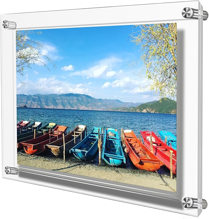 AMEITECH Acrylic Floating Picture Frame, 11x14 Double Panel Clear Wall Mount Document Certificate Frames (Inner Max Size is 9 x12.5 inch) | Wall Mount Document Certificate Frames, Transparent Hanging Pictures Frames for Gallery Wall (Inner Max Size is ... - Image 8