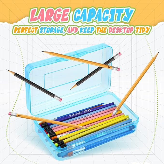 Patelai 24 Pack Pencil Box for Kids 8.3x4.7x2.4 Plastic Clear Pencil Case Bulk Crayon Boxes with Snap Tight Lids for Classroom School Students (Colorful) - Image 2