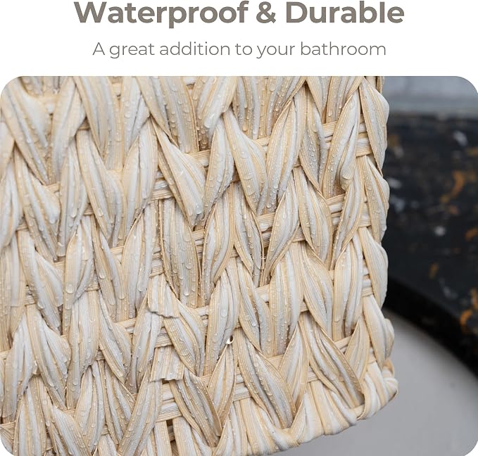 GRANNY SAYS White Wicker Baskets for Storage, Wicker Storage Baskets,2-Pack | Waterproof Storage Baskets for Organizing, Plastic Wicker Basket for Shelf, Living Room, Pantry, Entryway, Woven Baskets - Image 5