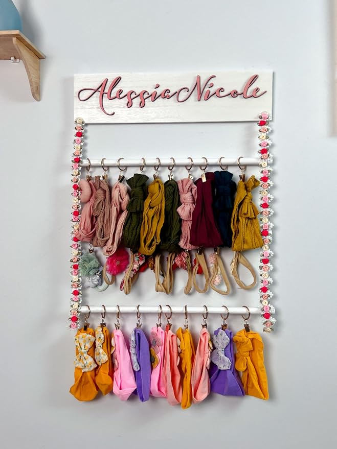 Personalized bow holder for girls hair bows with 3D wooden name,Custom name hair bow organizer for girls,Personalized baby girl gifts,Girl nursery decor,Baby shower gifts for girls - Image 3
