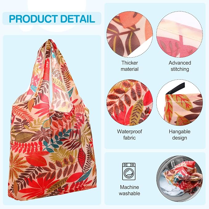 Paterr 50 Pack Reusable Grocery Bags Foldable Shopping Tote | Washable Lightweight Bags Bulk with Handles for Women Summer Beach Travel Market Gift - Image 5