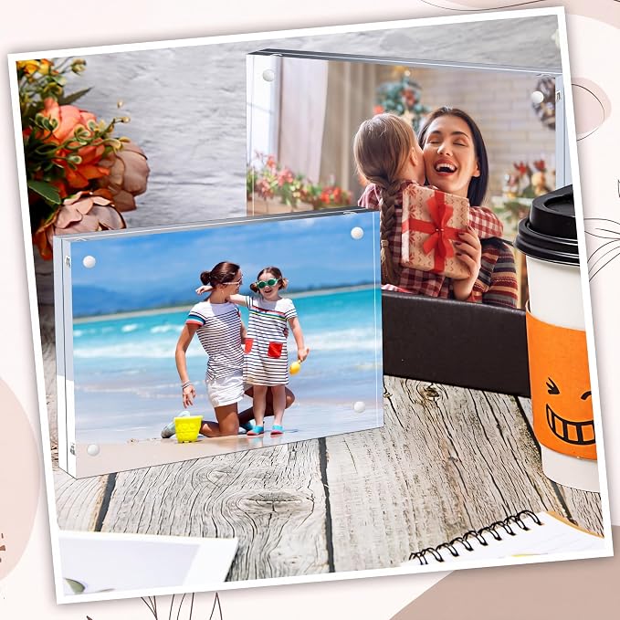 Handepo 40 Pack 5 x 7 Acrylic Picture Frames Bulk Clear Acrylic Magnetic Photo Frames 20mm Thick Double Sided Frameless Freestanding Display for Photos Cards Bedroom Living Room Home Office - Image 7