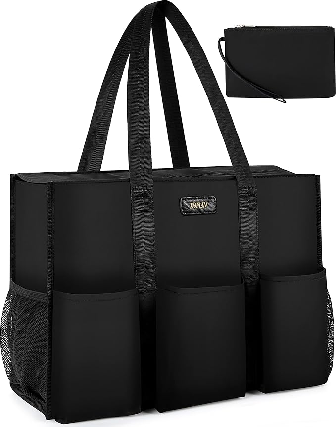 IBFUN Utility Tote Bag with 24 Pockets, Large Teacher Travel Tote for Women | Large Work Tote Bag 2pcs with Zipper for Travel Daily School Teacher Nurse, Large Lightweight Laptop Shoulder Bag Handbag by IBFUN