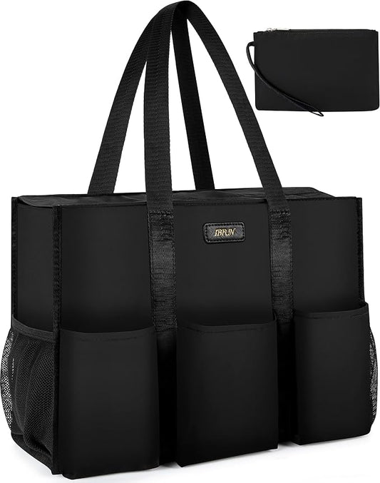 IBFUN Utility Tote Bag with 24 Pockets, Large Teacher Travel Tote for Women | Large Work Tote Bag 2pcs with Zipper for Travel Daily School Teacher Nurse, Large Lightweight Laptop Shoulder Bag Handbag by IBFUN