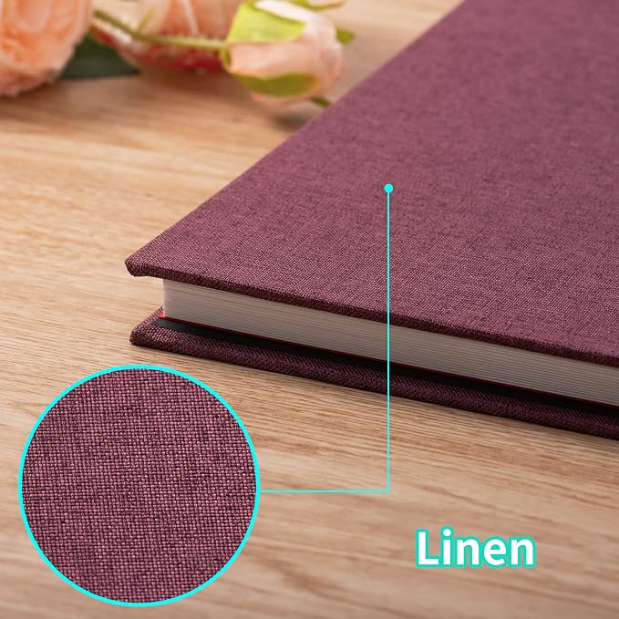 Large Photo Album Self Adhesive for 4x6 5x7 8x10 Pictures Magnetic Scrapbook Album 20 Sheets / 40 Pages Linen Cover DIY Photo Album with A Metallic Pen and and Plastic Board(Purple) - Image 5