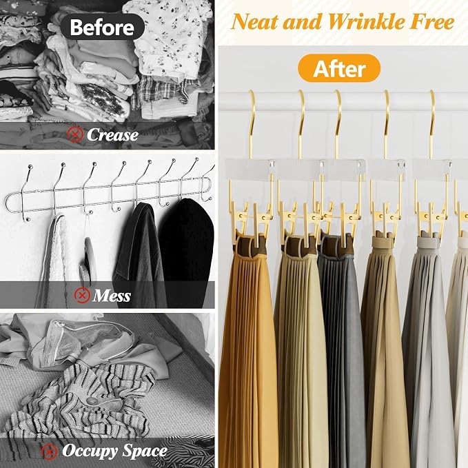 10 Pack Clear Gold Acrylic Pants Hangers with Adjustable Clips | Non-Slip & Heavy Duty Hangers for Pants, Skirts, Jeans, Trousers, Scarves, Adults & Kids, Clothing Closet Storage Organizer - Image 4