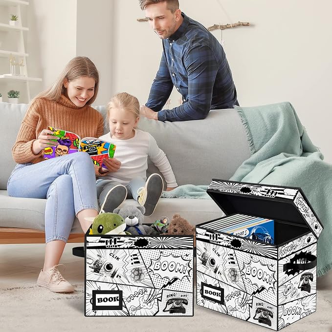 2 Pack Collection Comic Book Storage Boxes, Protector Organizer 15.8" X 7.8" X 11.8" Collapsible Short Box Holds 160-180 Comic Book Heavy Duty Bin Container Holder Shelf - Image 6