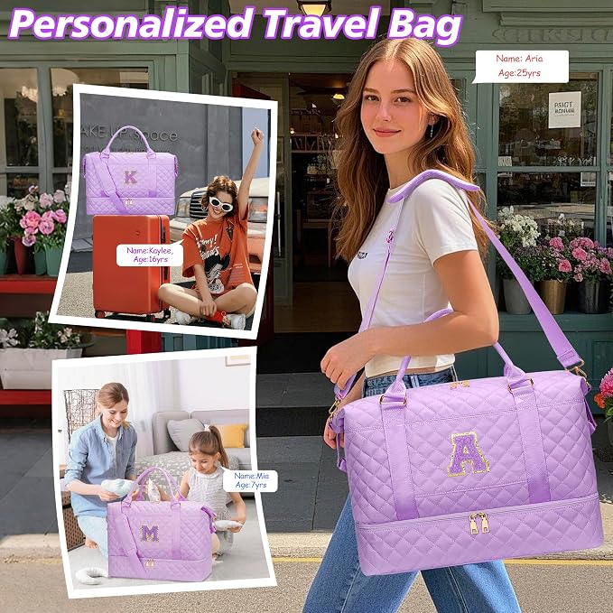 17 Year Old Girl Gift Weekender Duffle Bags Travel(Purple,N) | Girl Gifts-Travel Weekend Bags-Overnight Bags for Women with Shoe Compartment - Image 3
