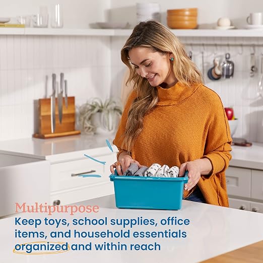 ECR4Kids Scoop Front Storage Bin, Multipurpose Organization, Contemporary, 20-Piece | Durable plastic, GREENGUARD Gold Certified, 1.2 gallon capacity, lightweight & nestable, built-in handle, classroom/home use - Image 3