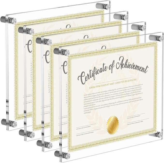 AITEE 11x14 Acrylic Picture Frames 4 Pack, Clear Floating Wall Frames | Modern Frameless picture Frames Lucite Transparent Square Cubes Hanging Photo Frame Gift for Home Office Display by AITEE