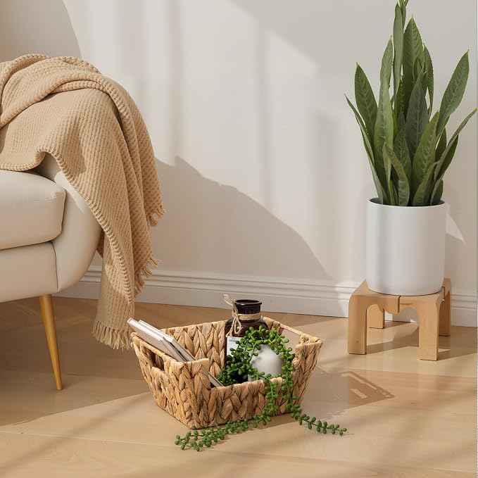 StorageWorks Wicker Storage Basket, Pantry Baskets, Water Hyacinth | Pantry Baskets for Patato and Onion Storage, Stackable Wicker Basket Organizer for Shelf, Woven Basket for Storage, 2-Pack - Image 7