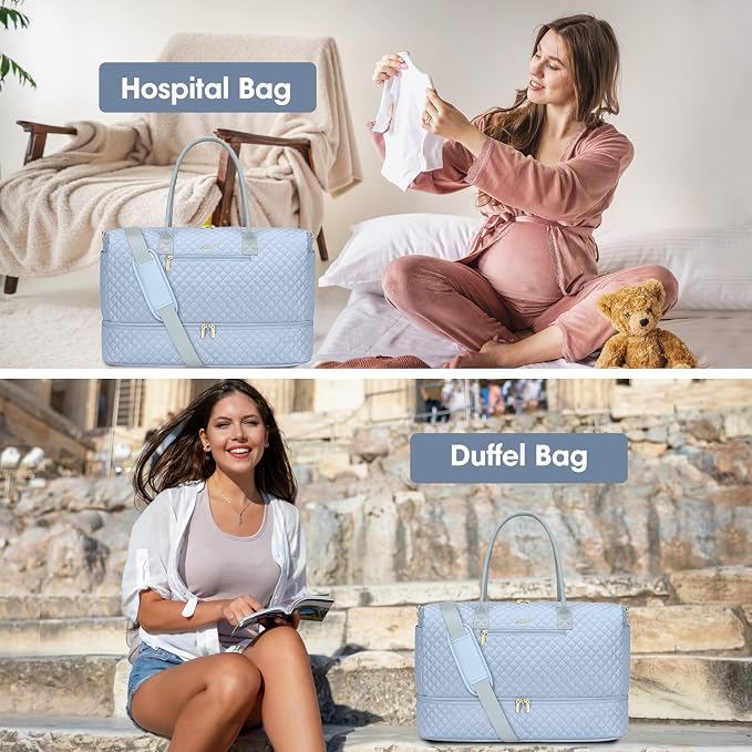 Travel Weekender Bags for Women: Duffle Bag with Shoe Compartment Overnight | 40L Capacity for 5 Day Trip Waterproof Durable Toiletry Bag Wet Pocket for Damp Items Suitable for Weekend Trips Hospital - Image 9