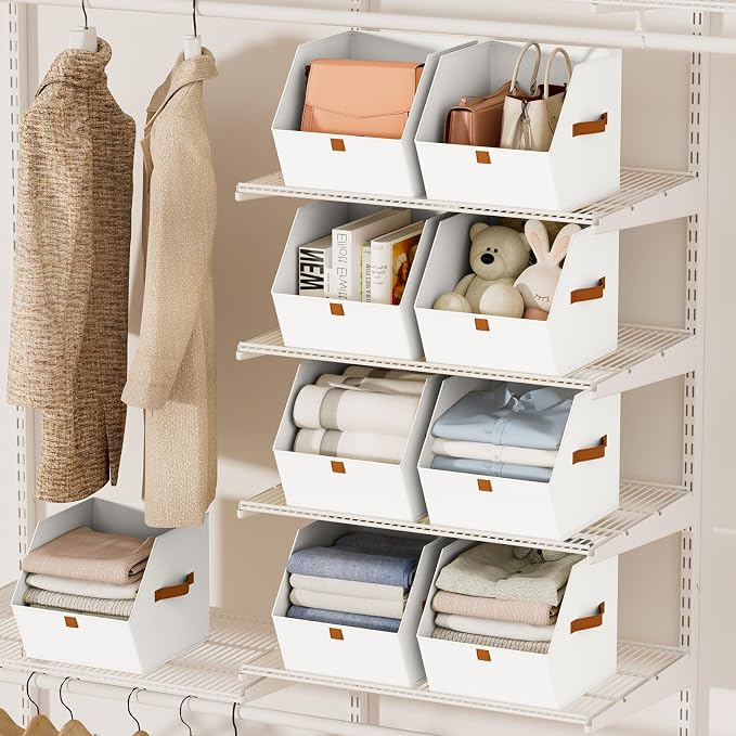 Fabric Closet Storage Cubes - 6 Pack Square Storage Bins with Dual Handles for Clothes, Towels, Toys, Cube Storage Organizers for Bedroom, Nursery, Shelves, Closet, Small Spaces, White - Image 8