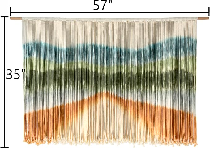 IOWER Macrame Wall Hanging Dip Dyed Mountain Wall Art Fiber 57" W*35" L | For Bedroom Living Room Nursery, Wedding Backdrop,Modern Style, Rustic Home Accent, Farmhouse Decor, Housewarming Gift - Image 5