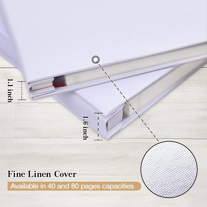 Large Self Adhesive Photo Album 80 Pages, Linen cover, White | Photo Album Self Adhesive 4x6 5x7 8x10 Pictures, Linen Cover DIY Scrapbook Albums for Family, Wedding, Baby, Anniversary - Image 5