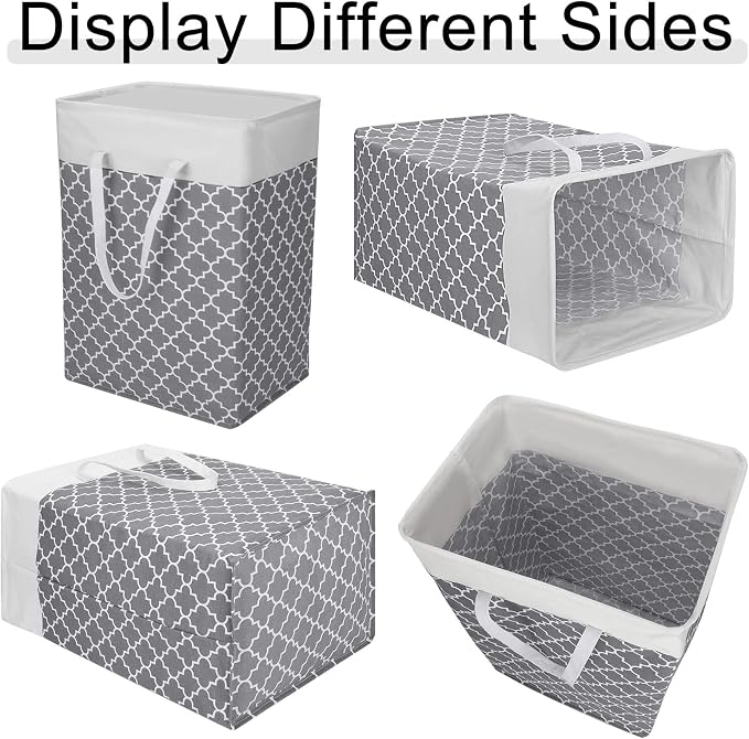 Treela 6 Pack 75l Large Laundry Baskets Collapsible Laundry Hampers with Reinforced Handles, Waterproof Freestanding Clothes Hamper Dirty Clothes Basket for Dorm Bedroom Bathroom Towels Toys(Gray) - Image 5