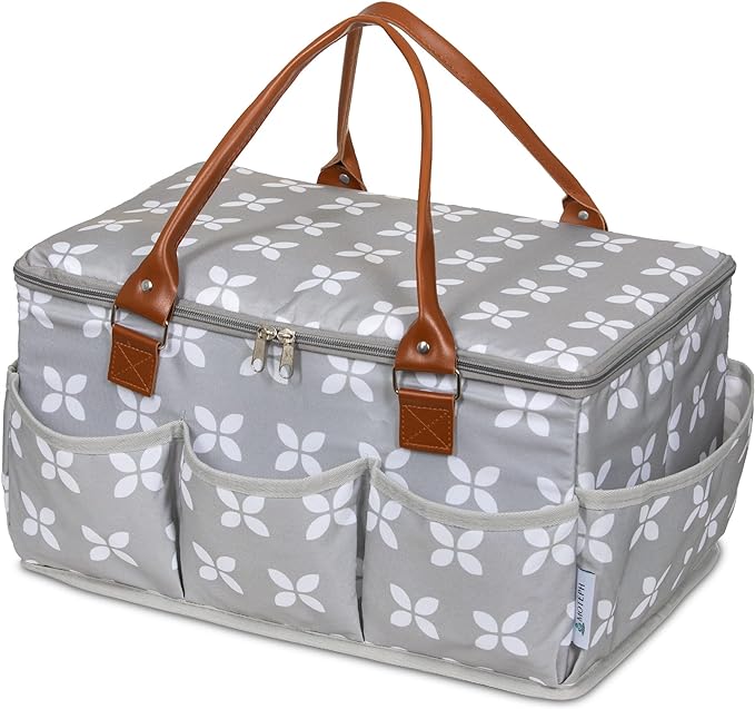 Extra Large Diaper Caddy, Craft, Toy Organizer with Zip-Top Cover with Waterproof Wet/Dry Bag - Perfect for Baby Shower by MOTEPH