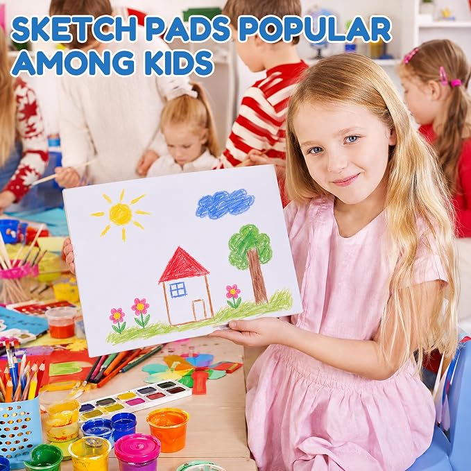 9" x 12" Sketch Book, 24‑Pack 20‑Sheet Drawing Pads for Kids | Bulk Art Supplies for Coloring, Doodling, Painting & Writing, Sketch Pad for Kids (Top Glued) - Image 6