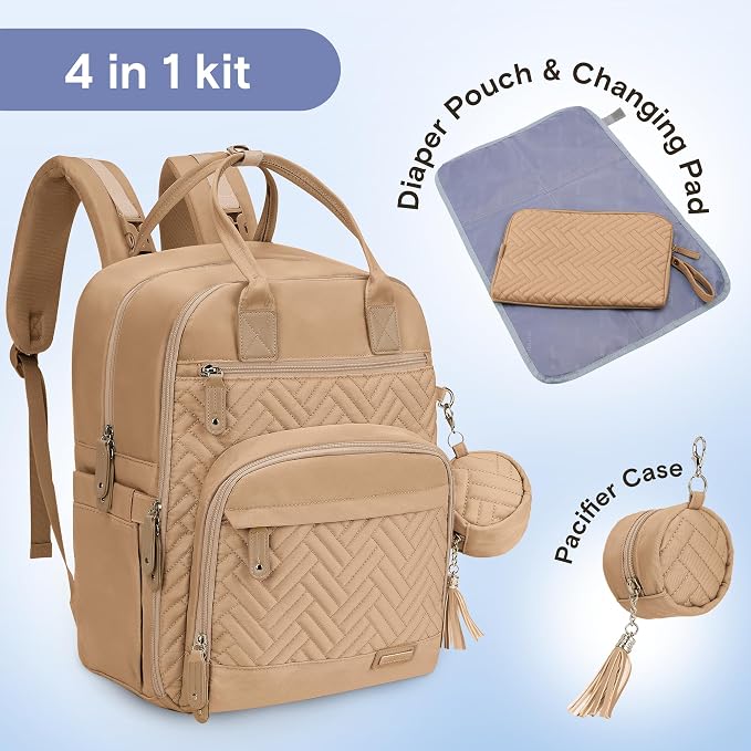 iniuniu Baby Diaper Bag Backpack, 4 in 1 kit Large Capacity Travel Backpack | Waterproof Backpack for Moms Dads,Travel Backpack with Pouch,Washable Changing Pad, Baby Essentials - Image 2