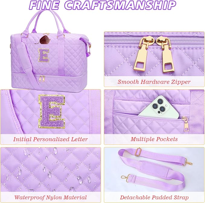 Gifts for Teen Girls Dance Weekender Bag for Girls (Purple,E) | Gifts for Teen Girls-Overnight Bags with Toiletry Bag-Weekender Bags with Shoe Compartment for Travel - Image 8