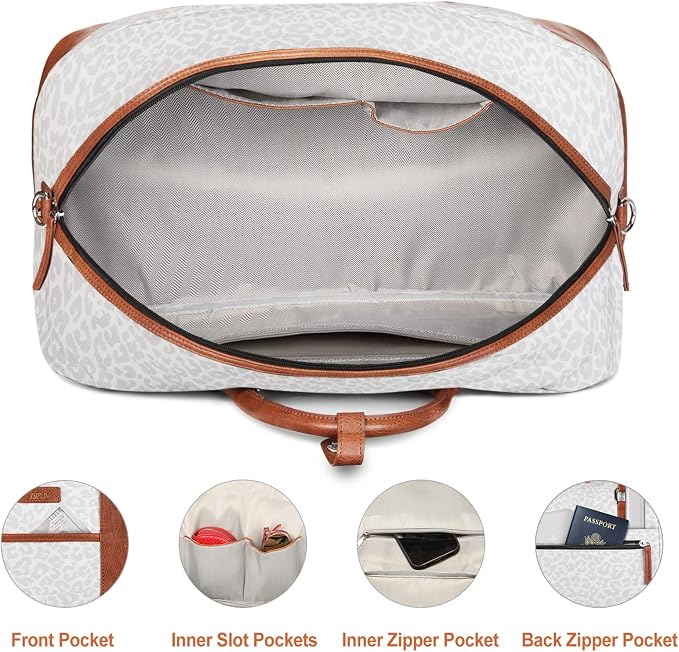 Weekender Bag for Women, Large Overnight Bag Canvas Travel Duffel Bag Carry On Tote with Shoe Compartment 21" 3Pcs Set - Image 5
