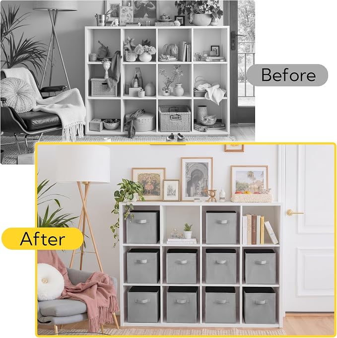 Cupic Cupid 10-Pack 11x11 Cube Storage Bins, Collapsible Storage Cubes, Gray - Image 5