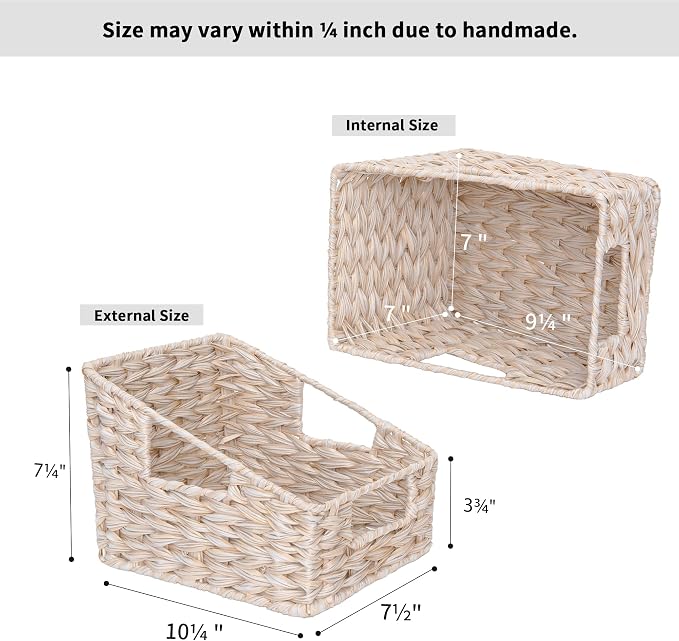GRANNY SAYS Wicker Baskets for Organizing, Wicker Baskets for Storage | Wicker Storage Baskets for Pantry, Open Front Basket for Shelves, Kitchen Storage Baskets, Decorative Basket for Home Decor - Image 5