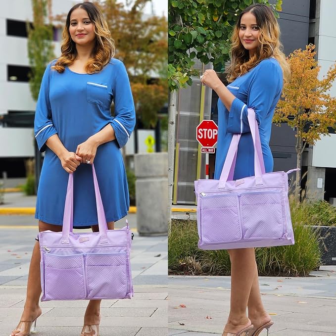 ITIEZY Large Utility Tote Bag for Women with 18 Pockets, Waterproof Teacher Nurse Bags with Zipper for Everyday Travel Work - Image 2