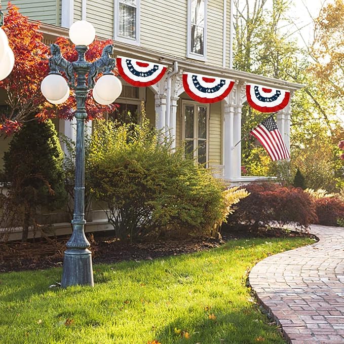 EBaokuup 8 Pcs USA Patriotic Pleated Fan Flags-3 x1.5 Ft American US Flag Bunting Banner Patriotic Bunting Flag Stars and Stripes Flag Bunting for Memorial Day The 4th of July and Labour Day - Image 6