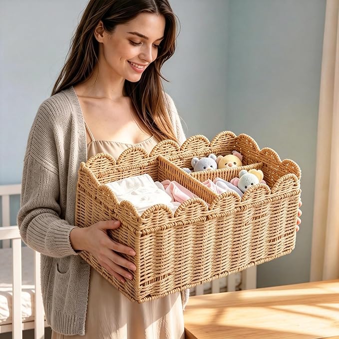 Sanwarm Diaper Caddy Organizer Foldable Portable Storage Basket Newborn | Removable Partition Portable Car Diaper Storage Basket Newborn Gift Essential for Newborns - Image 4