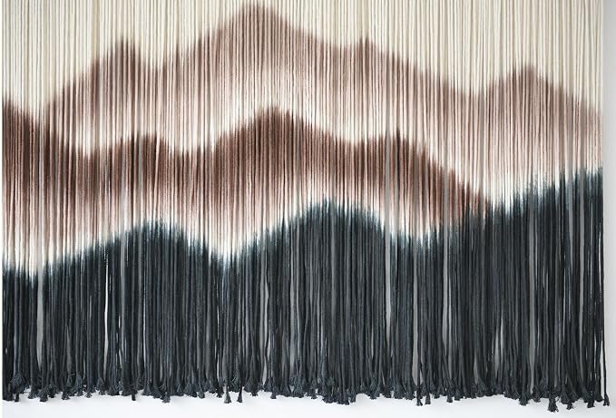 Macrame Wall Hanging Mountain Dip Dyed Brown Fiber Art Wall Decor 57"W*35"L | Modern Home Decor, Boho Style, Interior Design, Office Accent, Dorm Room Decor, Housewarming Gift, Wedding Decoration - Image 5