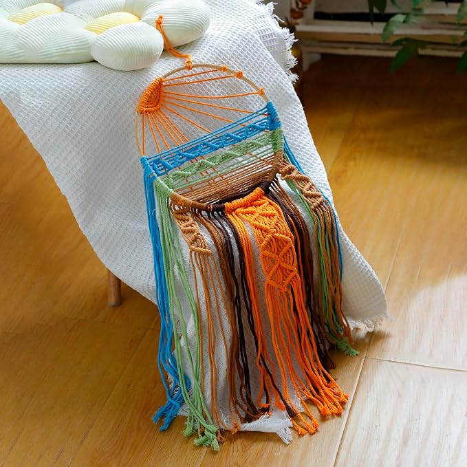 Artilady Macrame Wall Hanging Tapestry, Boho Sun Art Decor Dream Catcher | Large Wall Tapestry, Handmade Woven, Farmhouse Rustic, Colorful Sunrise Wall Art, Bedroom Living Room Apartment Home Decor - Image 6