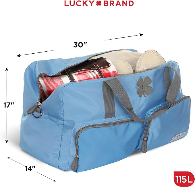 Lucky Brand Large Duffle Bag for Travel, Foldable Weekender Duffel bag | Travel Overnight Duffel bag, Adjustable Shoulder Strap, Front Zip Pockets, Spacious Capacity, Unisex Lightweight Travel Bag - Image 2