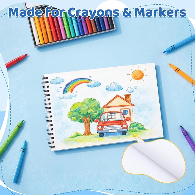 6" x 9" Sketch Book, 24-Pack 40 Sheets Drawing Paper Pad for Kids Coloring, Writing or Painting, Kid Drawing Pad & Art Supplies, Sketch pad Kids Ages 3+ (6" x 9"(Pack of 24)) - Image 6