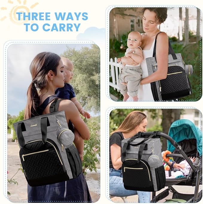 LOVEVOOK Diaper Bag Backpack, Large Capacity Portable Baby Bag with Foldable Diaper Changing Pad, Waterproof Baby Diaper Bags Gift for Mon Dad, Slate Ebony - Image 7