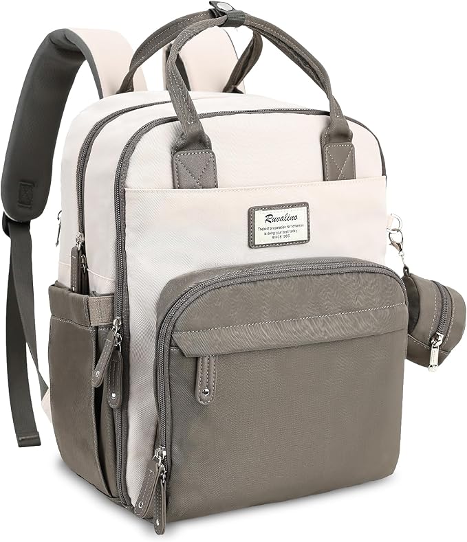 RUVALINO Baby Diaper Bag Backpack with Changing Pad, Baby Shower Gifts | Baby Essentials, Waterproof Travel Baby Bags for Mom Dad Girl Boy, Insulated Bottle Holders, Pacifier Case, Large Capacity by RUVALINO