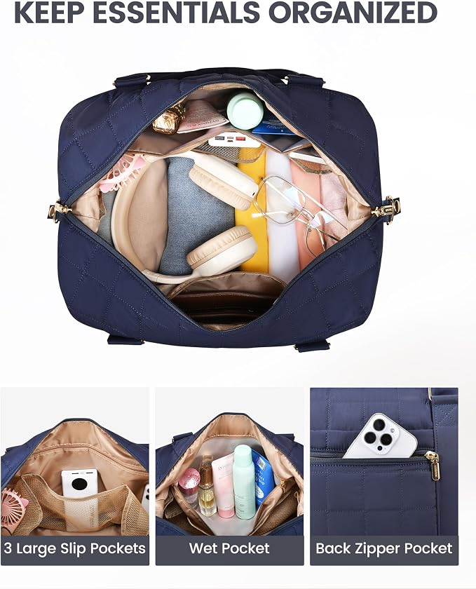 LOVEVOOK Travel Duffle Bag with Shoe Compartments - Carry on Overnight Bag & Weekender Bags for Women, Yoga Gym Bag with Wet Pocket, 2Pcs Set - Image 4