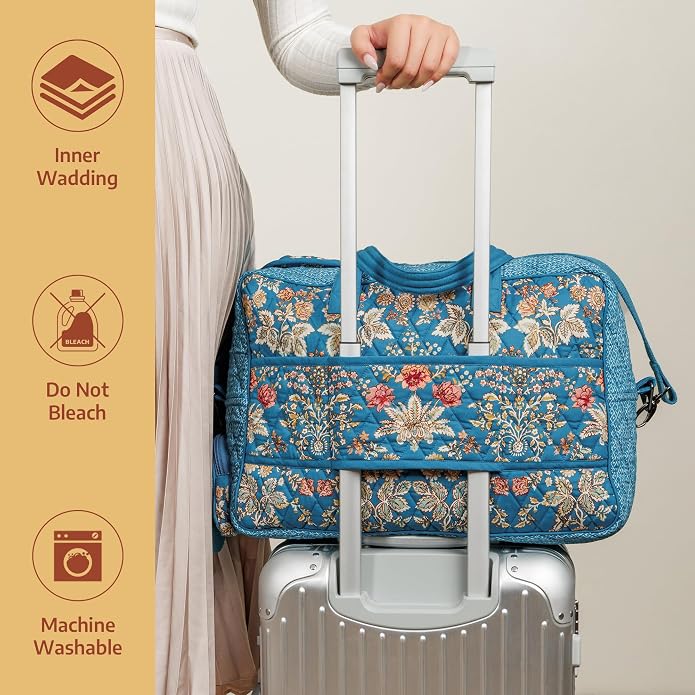 Maison d' Hermine Weekender Bags for Women Cotton Quilted Duffel Overnight Luggage Weekend Bag for Men Gym Gifts Travel | Overnight Luggage Weekend Bag for Men Gym Sports Gifts Duffle bag Business Travellers Trip Spring Summer - Image 8