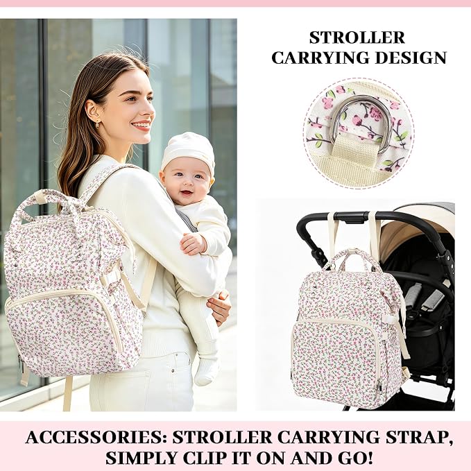Diaper Bag Backpack,Baby Diaper Bag for Mom,Large Capacity Travel Nappy Bag | Boys Girls with Stroller Straps - Image 4