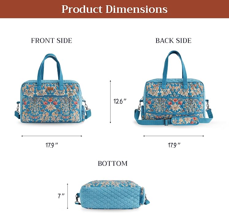 Maison d' Hermine Weekender Bags for Women Cotton Quilted Duffel Overnight Luggage Weekend Bag for Men Gym Gifts Travel | Overnight Luggage Weekend Bag for Men Gym Sports Gifts Duffle bag Business Travellers Trip Spring Summer - Image 5