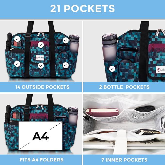 White Peas Nurse Bag & Utility Tote - Waterproof, Top YKK Zip, L18" x H14" x W7" - SHYLERO - Image 4