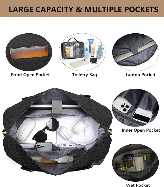 Weekender Travel Duffle Bag for Women: Overnight Bags with Shoe Compartment | 40L Spacious fits 5-day Trips Durable Bag with Strong Straps Toiletry Bag & Wet Dry Pocket Perfect for Hospital Weekend - Image 2