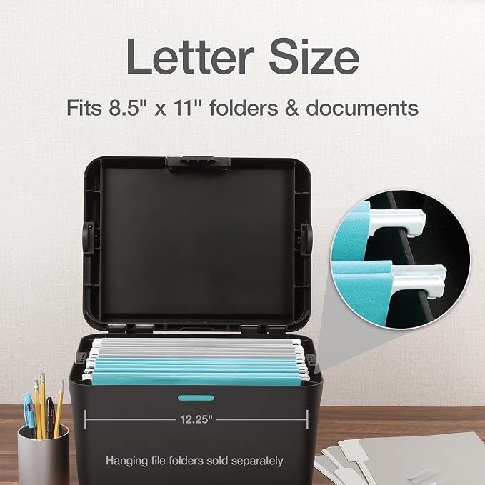 Pendaflex Portable File Box, Letter Size, 14.25" x 9.25" x 11", Black - Image 2