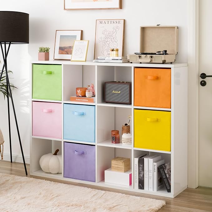 GRANNY SAYS 13 Inch Cube Storage Bins, Pastel Color, 6-Pack | Collapsible, Colorful Fabric Storage Bins with Thickened Base Plate, Sturdy Handles, Decorative Baskets for Shelves, Closet - Image 2