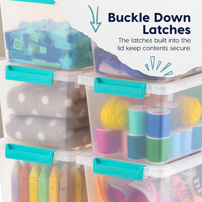 IRIS USA Storage Bins with Lids |Made in USA| 4 Qt - (6-Pack) - Clear | Sensory Craft Organizers, Plastic Clip Box Totes, Flat Containers for Organizing Paper, Office, Art & Study Supplies - Image 8