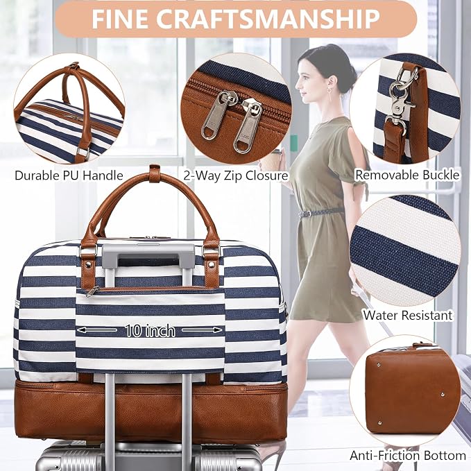 4PCS Weekender Bags for Women Large Overnight Weekend Travel Duffel Bags | Travel Bag Carry-on Tote Hospital Bag with Shoe Compartment Crossbody Toiletry Bag for Travel Business Gym Water Resistant - Image 5