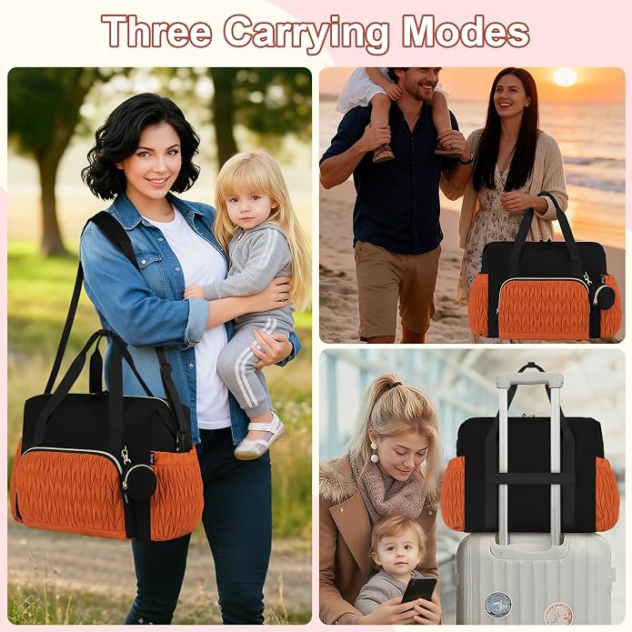 Diaper Tote Bag for Baby 6PCS, Large Mom Hospital Bags with Changing Pad | Mommy Bags for Labor and Delivery, Baby Shower Girl Boy Gift, Mama Bag with Pacifier Case Storage Bag and Shoulder Strap - Image 6